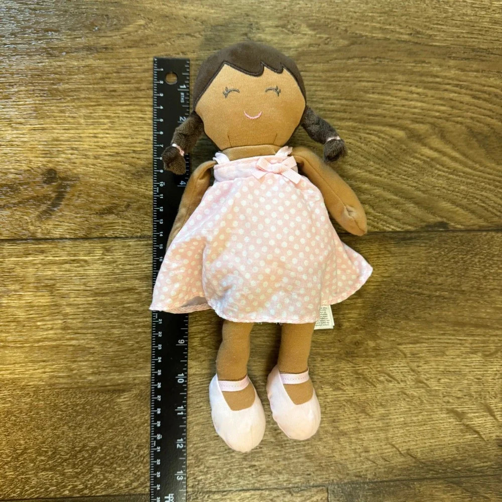 Carter's Plush Doll Pink Polka Dot Dress African American Black Hair 2014